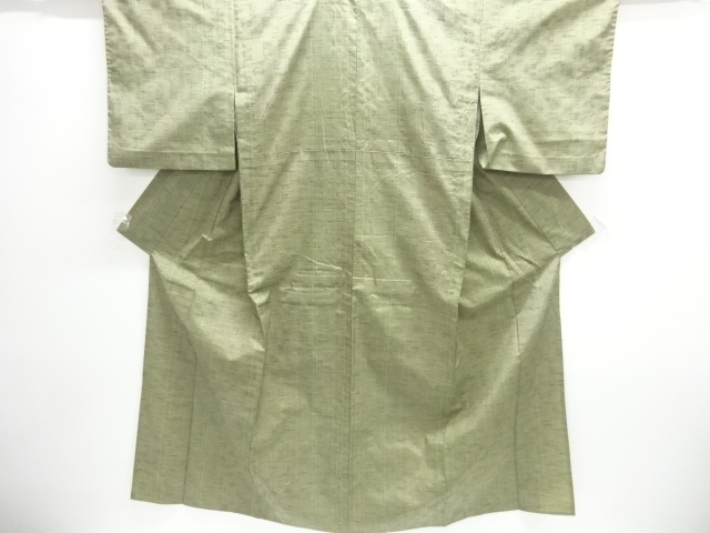 縞織出し手織り節紬単衣着物